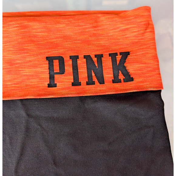 Victorias Secret VS Pink Y2K‎ Fold Over Gray Neon Orange Micro Mini Bike Shorts - Picture 2 of 7